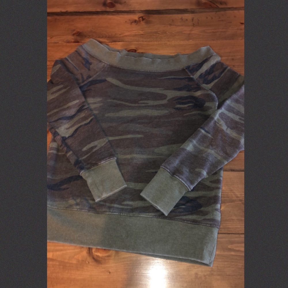 Over the Shoulder Camo Pullover
